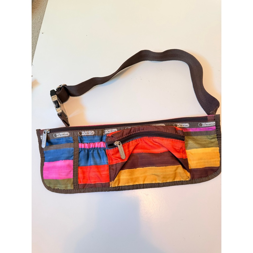 LeSportsac Waist Bag Womens OS Multicolor Striped Patchwork Fanny Pack Travel